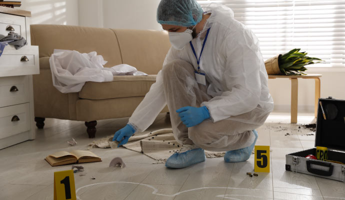 Certified team performing biohazard cleanup safely and efficiently