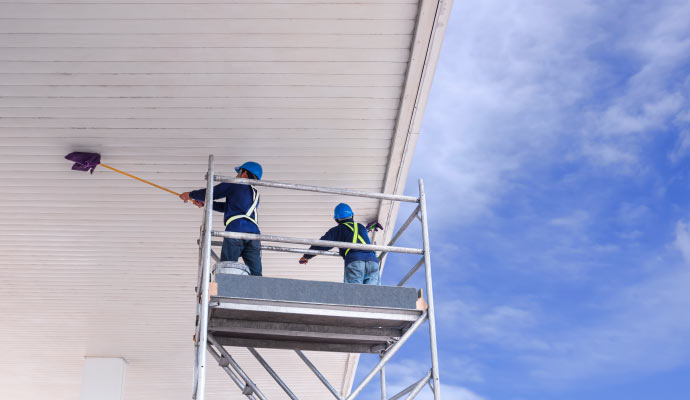 Ceiling cleaning using equipment