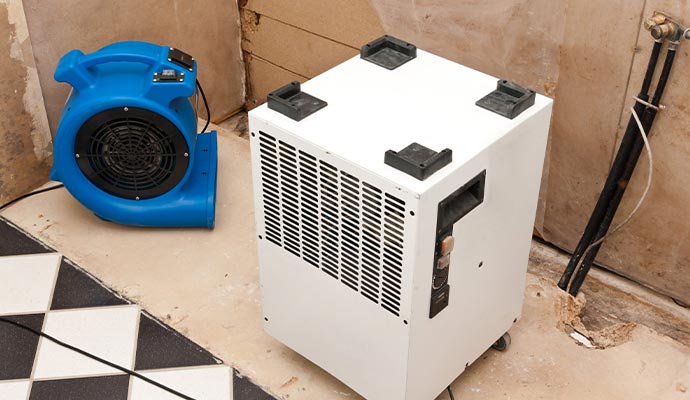 Professional water damage restoration equipment