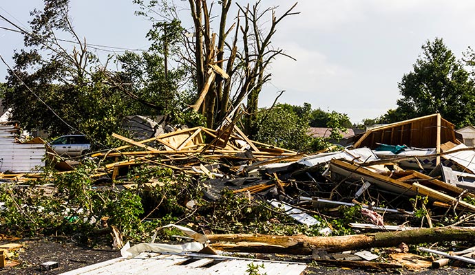 A property damaged by a severe disaster
