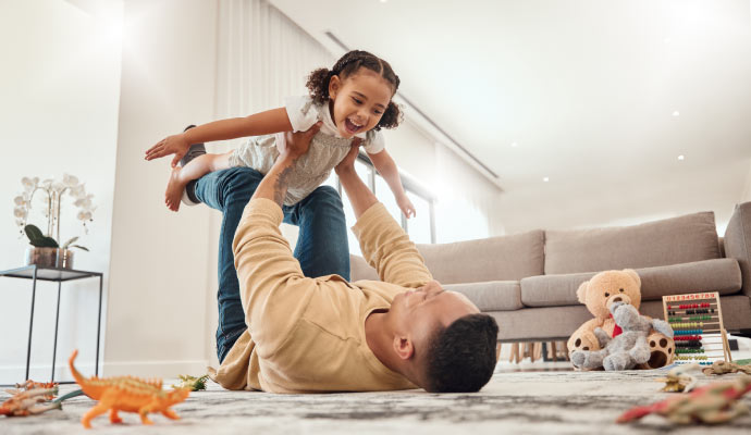 Family playing on the floor
