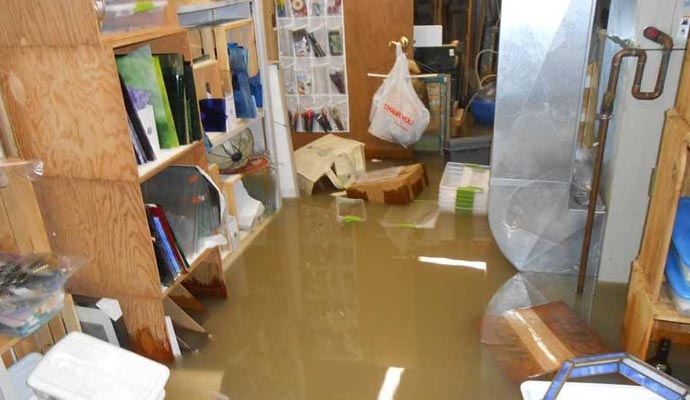 Flood damaged room