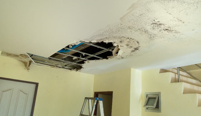 Structural damaged ceiling