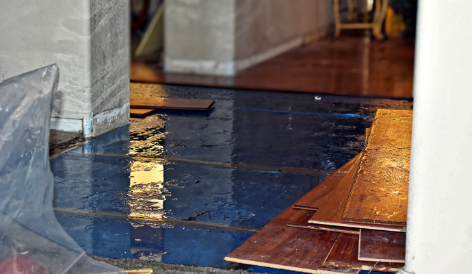 Water damage wooden floor